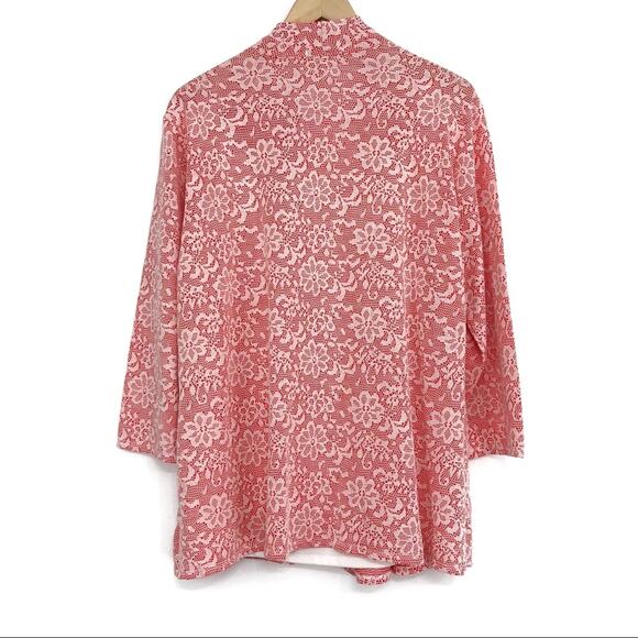 NWT NOTATIONS Cardigan Blouse Pink White XL - Picture 8 of 9
